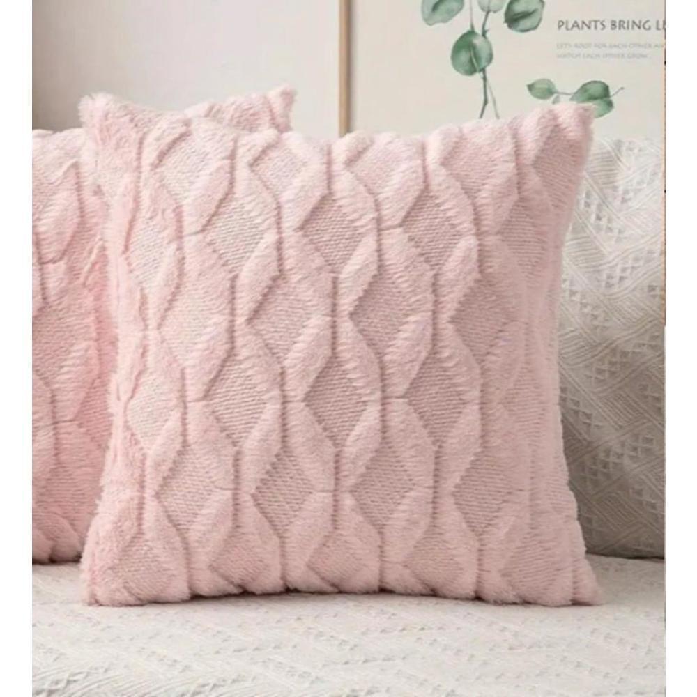 Plush Pillow Cover In Light Pink